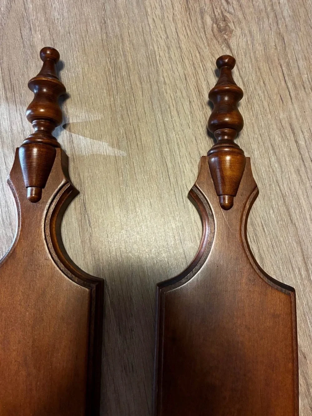 Vtg Tell City Maple Wood Brown Wall Sconces Pair